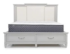 Mor Furniture Bedroom Sets|Willowbrook Upholstered Panel Bed, Dresser, Mirror & Nightstand In Pebble, Queen
