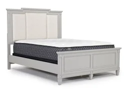 Mor Furniture Bedroom Sets|Willowbrook Upholstered Panel Bed, Dresser, Mirror & Nightstand In Pebble, Queen