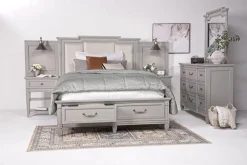 Mor Furniture Upholstered Beds|Beds|Willowbrook Upholstered Wall Bed In Pebble, Queen