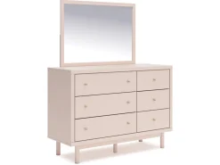 Mor Furniture Kids Beds & Bunk Beds|Wistenpine Panel Bed, Dresser, Mirror & Nightstand In Blush, Twin