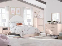 Mor Furniture Kids Beds & Bunk Beds|Wistenpine Panel Bed W/ Storage In Blush, Twin