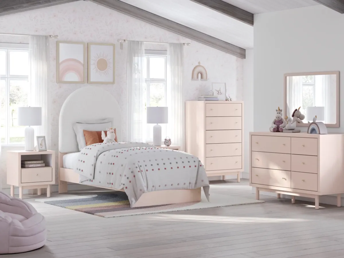 Mor Furniture Kids Beds & Bunk Beds|Wistenpine Panel Bed W/ Storage In Blush, Twin