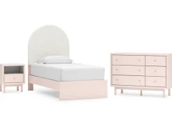 Mor Furniture Kids Beds & Bunk Beds|Wistenpine Panel Bed W/ Storage, Dresser, Mirror & Nightstand In Blush, Twin