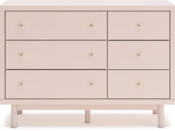 Mor Furniture Kids Beds & Bunk Beds|Wistenpine Panel Bed W/ Storage, Dresser, Mirror & Nightstand In Blush, Twin