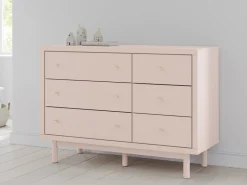 Mor Furniture Kids Beds & Bunk Beds|Wistenpine Panel Bed W/ Storage, Dresser, Mirror & Nightstand In Blush, Twin