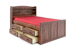 Mor Furniture Kids Beds & Bunk Beds|Young Pioneer Bookcase Bed W/ 4 Drawer Storage In , Twin Cinnamon