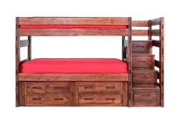 Mor Furniture Kids Beds & Bunk Beds|Young Pioneer Bunk Bed W/ Storage Steps & 4 Storage Drawers In Dark Gray, Twin/Twin