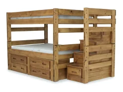 Mor Furniture Kids Beds & Bunk Beds|Young Pioneer Bunk Bed W/ Storage Steps & 4 Storage Drawers In Dark Gray, Twin/Twin