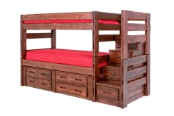 Mor Furniture Kids Beds & Bunk Beds|Young Pioneer Bunk W/ Storage Steps & Trundle Bed In Dark Gray, Twin/Twin