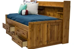 Mor Furniture Kids Beds & Bunk Beds|Young Pioneer Sideways Captain Bed W/ 4 Drawer Storage In Cinnamon, Twin