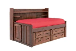 Mor Furniture Kids Beds & Bunk Beds|Young Pioneer Sideways Captain Bed W/ 4 Drawer Storage In Cinnamon, Twin