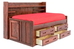 Mor Furniture Kids Beds & Bunk Beds|Young Pioneer Sideways Captain Bed W/ 4 Drawer Storage In Cinnamon, Twin